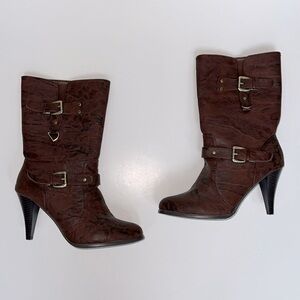 BROWN FAUX LEATHER BOOTS!!  NEW WITHOUT BOX!!